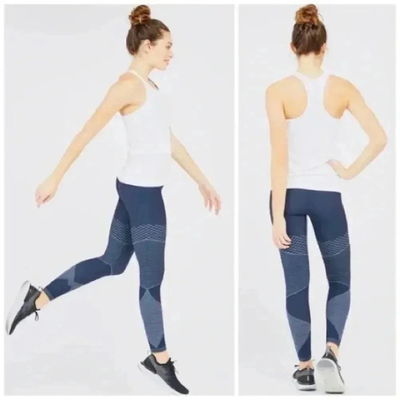 SPANX‎ Look at Me Now Seamless Moto Leggings Indigo Sky S Navy BlueRunning Yoga - Picture 1 of 9